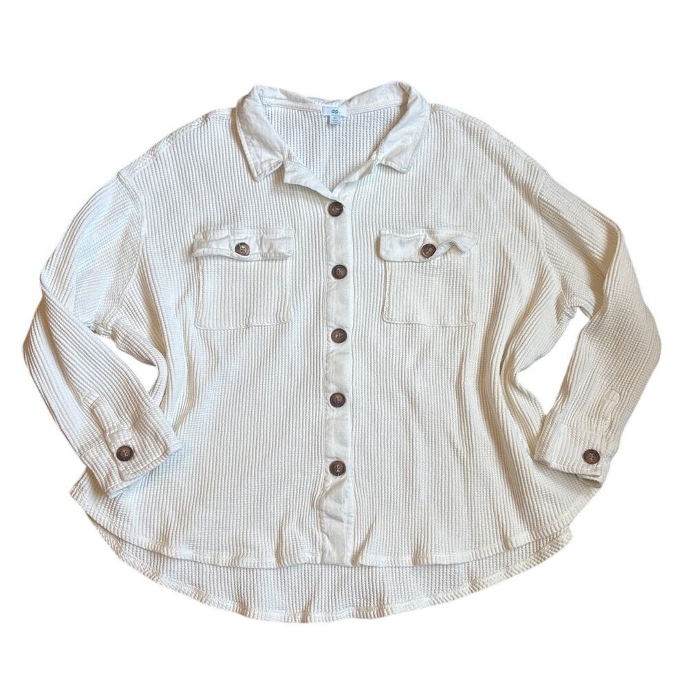 Dip cream waffle knit button down long‎ sleeve shirt SIZE 3X